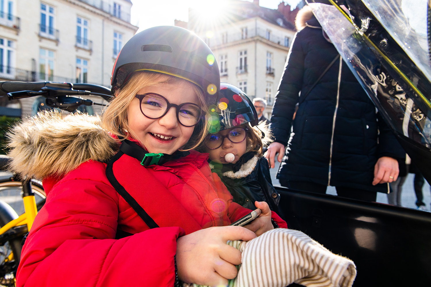 enfant cargo place graslin Reportage photo pub velo Royom Nantes La Baule Lensman